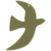 Green - 49x36mm Acrylic bird pendant by Perles& Co - Khaki x1 49x36mm Acrylic bird pendant by Perles& Co - Khaki x1