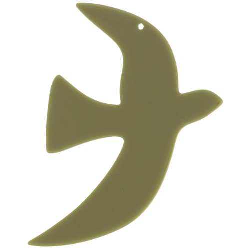 49x36mm Acrylic bird pendant by Perles& Co - Khaki x1
