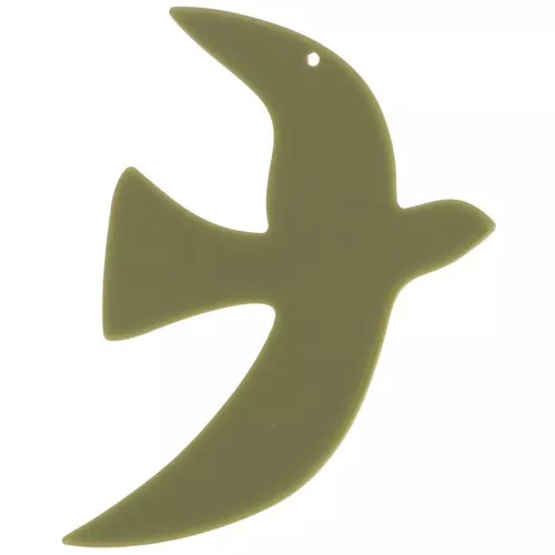 49x36mm Acrylic bird pendant by Perles& Co - Khaki x1