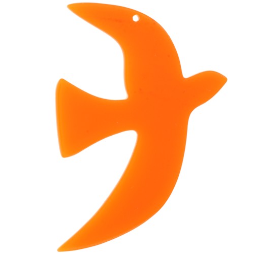 49x36mm Translucent acetate bird pendant by Perles & Co - Orange x1