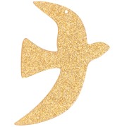 49x36mm Acrylic bird pendant by Perles& Co - Gold glitter x1