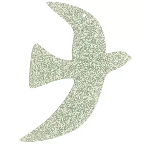 49x36mm Acrylic bird pendant by Perles& Co - Moss green glitter x1