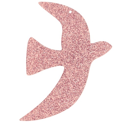 49x36mm Acrylic bird pendant by Perles& Co - Antique rose glitter x1