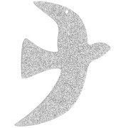 49x36mm Acrylic bird pendant by Perles& Co - Silver glitter x1