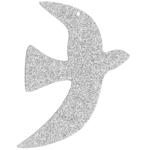 49x36mm Acrylic bird pendant by Perles& Co - Silver glitter x1