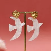 49x36mm Acrylic bird pendant by Perles& Co - Silver glitter x1