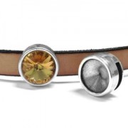 12mm Round earring back for rivoli and lace 10 mm - Fine gold plated x1