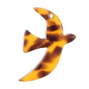 15x10mm Acetate bird charm by Perles & Co - Terrazzo Brown - Black x1|raw }}