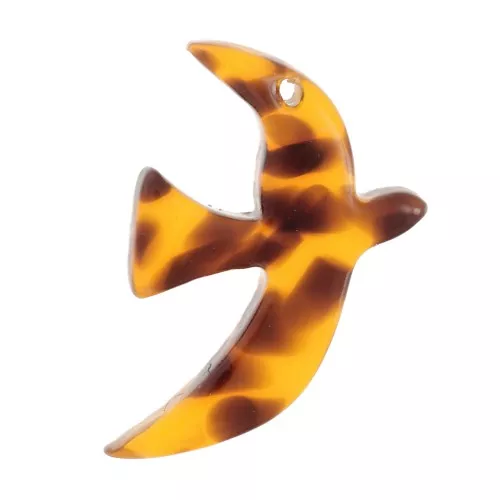 15x10mm Acetate bird charm by Perles & Co - Terrazzo Brown - Black x1