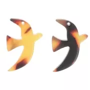 15x10mm Acetate bird charm by Perles & Co - Tortoise shell - Brown x1