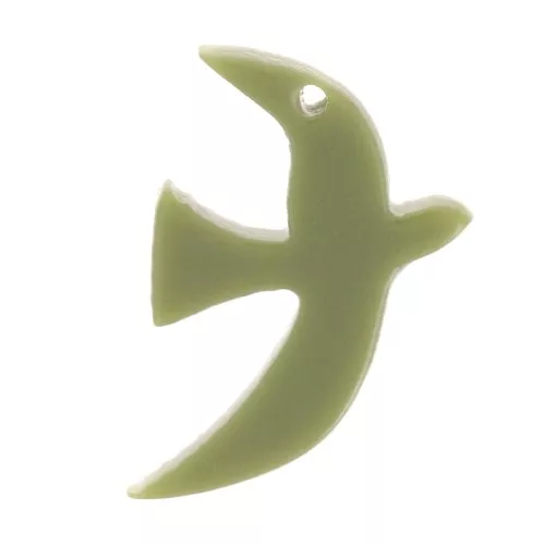 15x10mm Acrylic bird charm by Perles & Co - Khaki x1