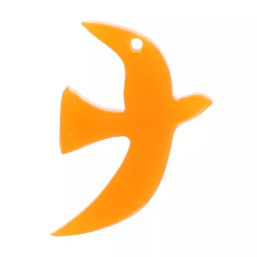 15x10mm Translucent acetate bird charm by Perles & Co - Orange x1