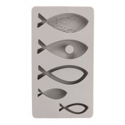 26x14.5cm Silicone mould - 5 shapes Fish - Grey x1|raw }}