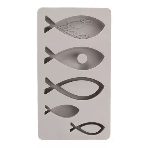 26x14.5cm Silicone mould - 5 shapes Fish - Grey x1
