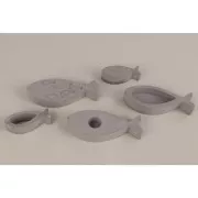 26x14.5cm Silicone mould - 5 shapes Fish - Grey x1