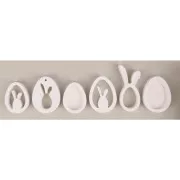 26x14.5cm Silicone mould - 6 shapes Eggs and Rabbit Pendant - Grey x1