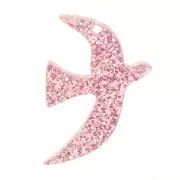 15x10mm Acrylic bird charm by Perles & Co - Antique Pink glitter x1