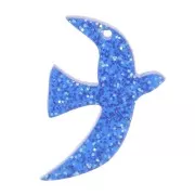 15x10mm Acrylic bird charm by Perles & Co - Royal blue glitter x1