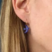 15x10mm Acrylic bird charm by Perles & Co - Royal blue glitter x1