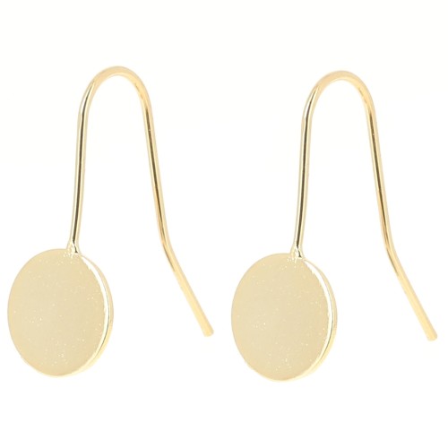 10mm Flat cabochon tray earwires - Fine gold plated x2