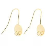 10mm Flat cabochon tray earwires - Fine gold plated x2