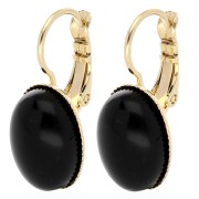 Cabochon holders 14x10 mm with open ring - Fine gold plated x2