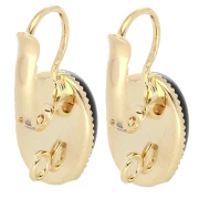 Cabochon holders 14x10 mm with open ring - Fine gold plated x2