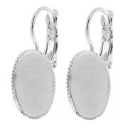 14x10mm Flat cabochon holders with open ring - Silver Tone x2|raw }}