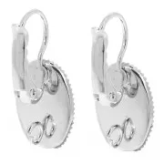 14x10mm Flat cabochon holders with open ring - Silver Tone x2