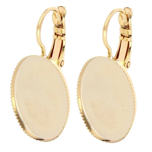 Cabochon holders 18x13 mm with open ring - Fine gold plated x2