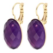 Cabochon holders 18x13 mm with open ring - Fine gold plated x2