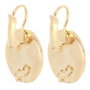 Cabochon holders 18x13 mm with open ring - Fine gold plated x2