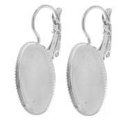 18x13mm Flat cabochon holders with open ring - Silver Tone x2|raw }}