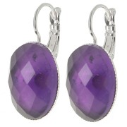 18x13mm Flat cabochon holders with open ring - Silver Tone x2