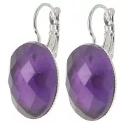 18x13mm Flat cabochon holders with open ring - Silver Tone x2