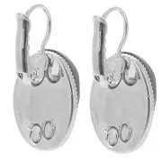 18x13mm Flat cabochon holders with open ring - Silver Tone x2