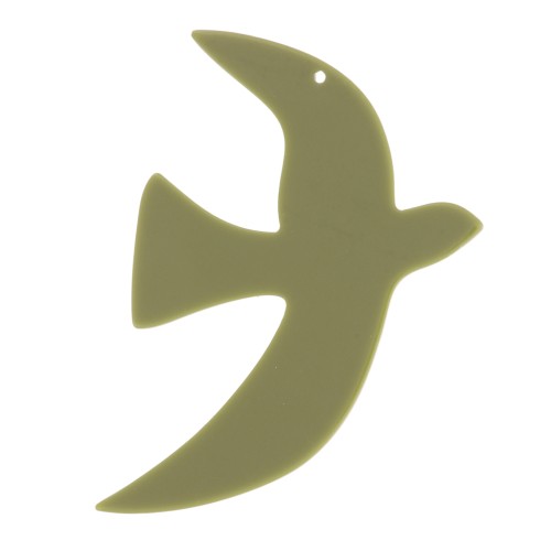 35x25mm Acrylic bird pendant by Perles& Co - Khaki x1