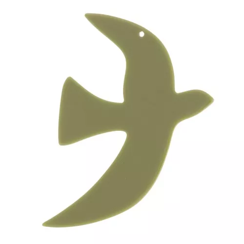 35x25mm Acrylic bird pendant by Perles& Co - Khaki x1