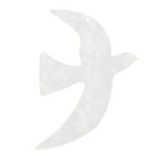 35x25mm Acrylic bird pendant by Perles& Co - Pearlescent white x1|raw }}