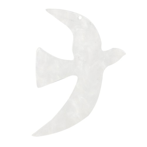 35x25mm Acrylic bird pendant by Perles& Co - Pearlescent white x1