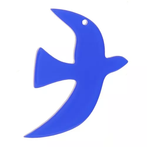 35x25mm Clear Acrylic bird pendant by Perles& Co - Bleu roi x1