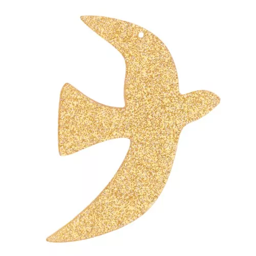 35x25mm Acrylic bird pendant by Perles& Co - Gold glitter x1