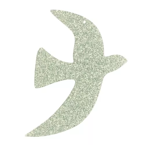 35x25mm Acrylic bird pendant by Perles& Co - Moss green glitter x1