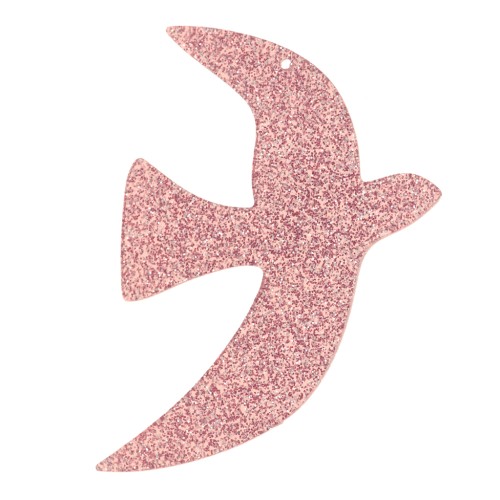 35x25mm Acrylic bird pendant by Perles& Co - Antique pink glitter x1