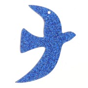 35x25mm Acrylic bird pendant by Perles& Co - Royal blue glitter x1