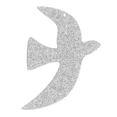 35x25mm Acrylic bird pendant by Perles& Co - Silver glitter x1