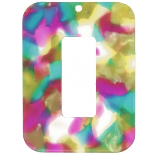 40x30mm Rectangle acetate pendant Tortoiseshell - Turquoise - Fuchsia x1