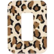 40x30 mm hollow rectangle acrylic pendant - Cheetah Brown - Black x1