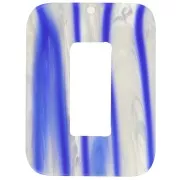 40x30mm Acetate hollow rectangle pendant - Striped - Dark blue - Pearl white x1
