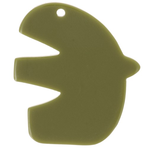 30x26mm Acrylic bird pendant - Khaki x1